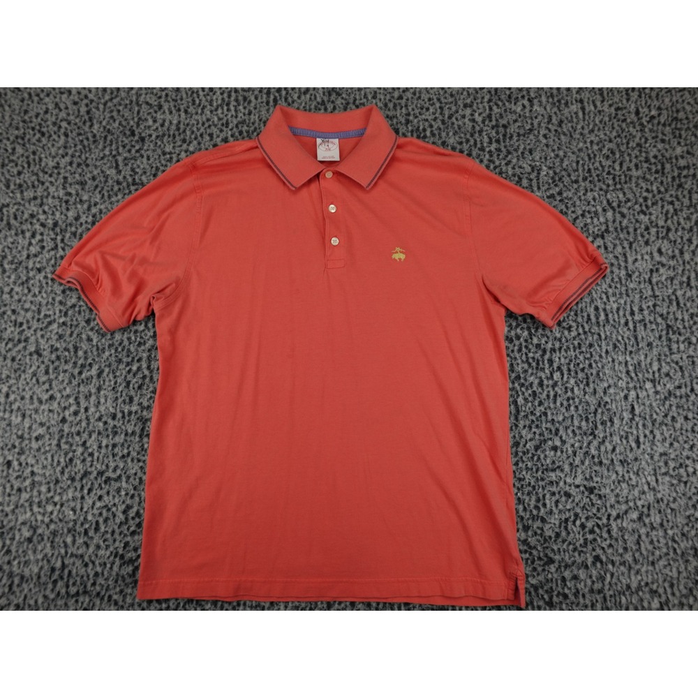 Brooks Brothers 346 Polo Shirt Mens‎ Medium Coral Pink Cotton Short Sleeve Logo